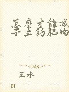 怎么才能减掉肚子上的肥肉