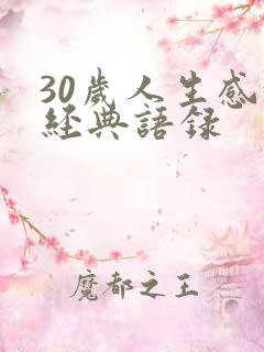30岁人生感悟经典语录