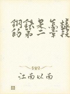 钢铁是怎样炼成的第二章段落赏析