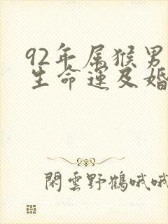 92年属猴男一生命运及婚姻