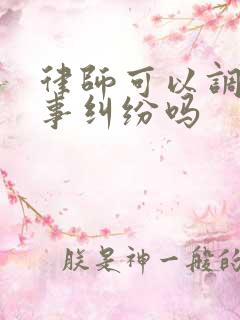 律师可以调解民事纠纷吗