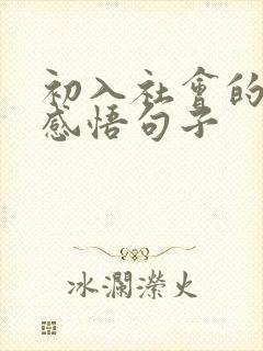 初入社会的人生感悟句子