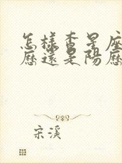 怎样查星座是农历还是阳历