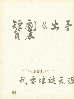 短剧《出手》演员表