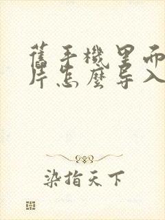 旧手机里面的照片怎么导入新手机