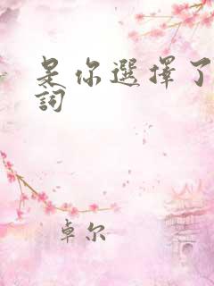 是你选择了我歌词