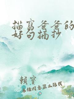 描写爸爸的好词好句摘抄