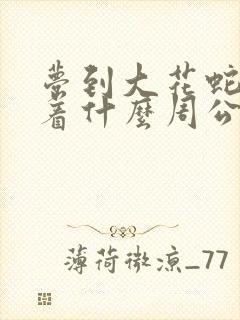 梦到大花蛇预示着什么周公解梦