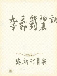 九天斩神诀最新章节列表