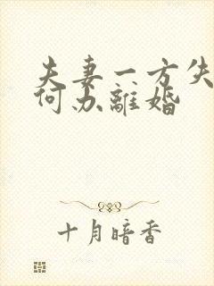 夫妻一方失踪如何办离婚