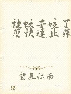 被蚊子咬了用什么快速止痒