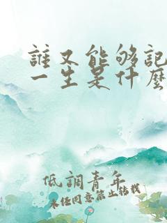 谁又能够记得我一生是什么歌