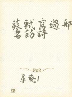 苏轼写过哪些著名的诗