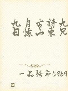 九月古诗九月九日忆山东兄弟古诗