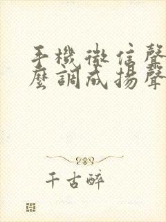 手机微信声音怎么调成扬声器