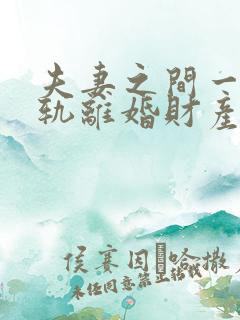 夫妻之间一方出轨离婚财产如何分割