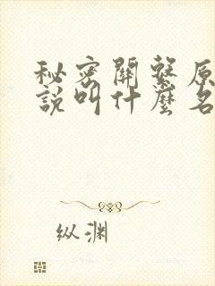 秘密关系原著小说叫什么名字