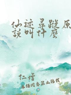 仙迹寻踪原著小说叫什么