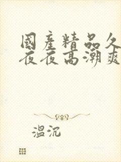 国产精品久久久夜夜高潮爽爽爽