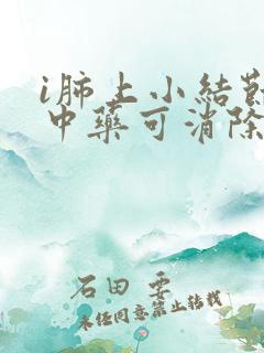 i肺上小结节吃中药可消除