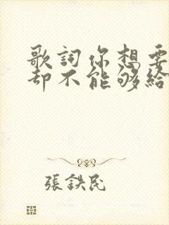 歌词你想要的我却不能够给你我所有