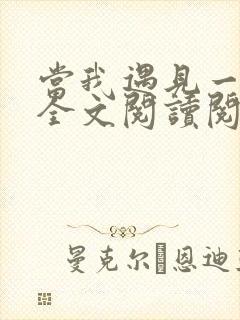 当我遇见一个人全文阅读阅读