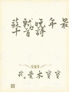 苏轼晚年最出名十首诗