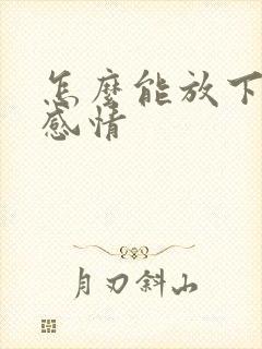 怎么能放下一段感情