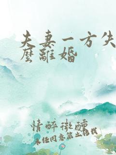 夫妻一方失踪怎么离婚