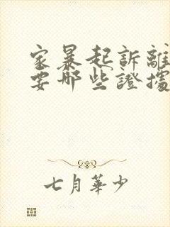 家暴起诉离婚需要哪些证据