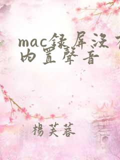 mac录屏没有内置声音
