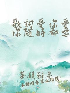 歌词爱你爱你爱你随时都要在一起是什么歌