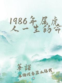 1986年属虎人一生的命运怎么样