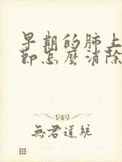 早期的肺上小结节怎么消除