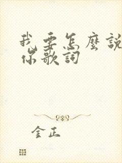 我要怎么说不爱你歌词