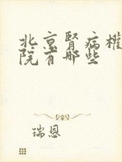 北京肾病权威医院有哪些