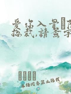 爱你入骨·隐婚总裁,请签字小说