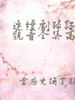 连续剧归路免费观看全集高清