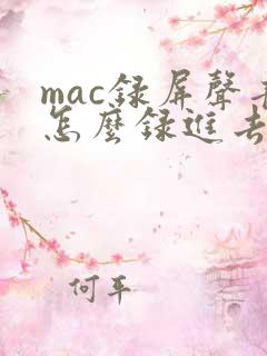 mac录屏声音怎么录进去