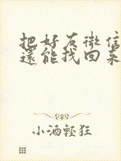 把好友微信删了还能找回来吗