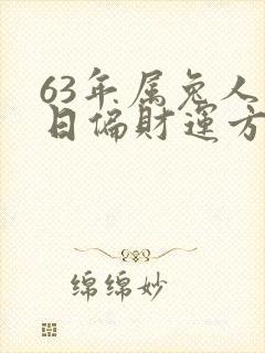 63年属兔人今日偏财运方位