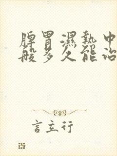 脾胃湿热中药一般多久能治好