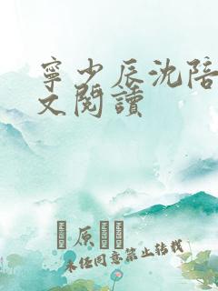 宁少辰沈陪一全文阅读