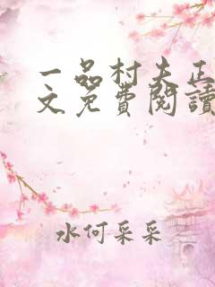一品村夫正版全文免费阅读