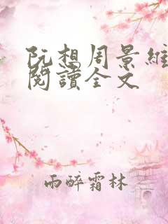 阮想周景维免费阅读全文