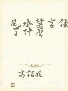 风水禁言录 写了什么