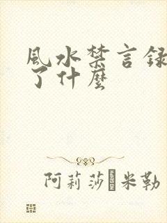 风水禁言录 写了什么