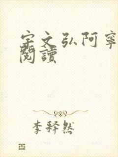 宇文弘阿宁全文阅读