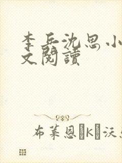 李兵沈思小说全文阅读