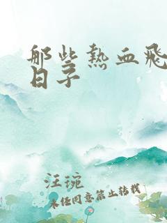 那些热血飞扬的日子